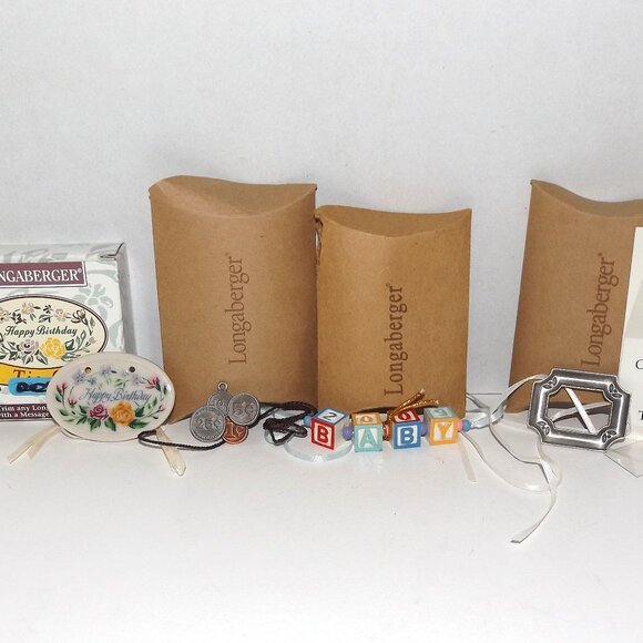 4 Boxed Longaberger Basket Tie Ons New Other - Picture 1 of 5